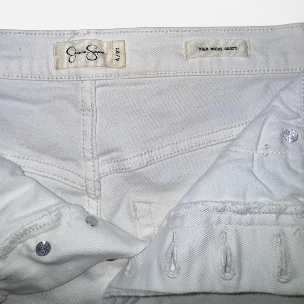 Jessica Simpson High Rise White Denim Mini Shorts with Button Fly, size 4 - Picture 9 of 9